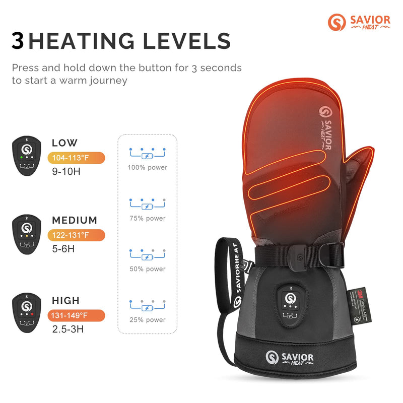 Laden Sie das Bild in Galerie -Viewer, Savior Heated Ski Mittens 2.0 Upgraded  Bluetooth Control Waterproof Goatskin Palm
