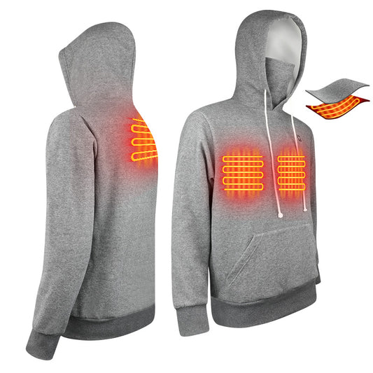 Men’s Heated Hoodie – 3 Heating Zones, 3 Temperature Levels, Thick Cotton Warm Hoodie