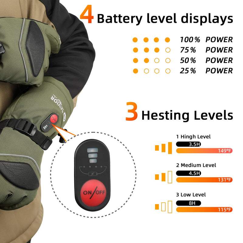 Laden Sie das Bild in Galerie -Viewer, Savior Upgraded Heated Gloves 2.0 with Waterproof Goat Leather and Quick Charge