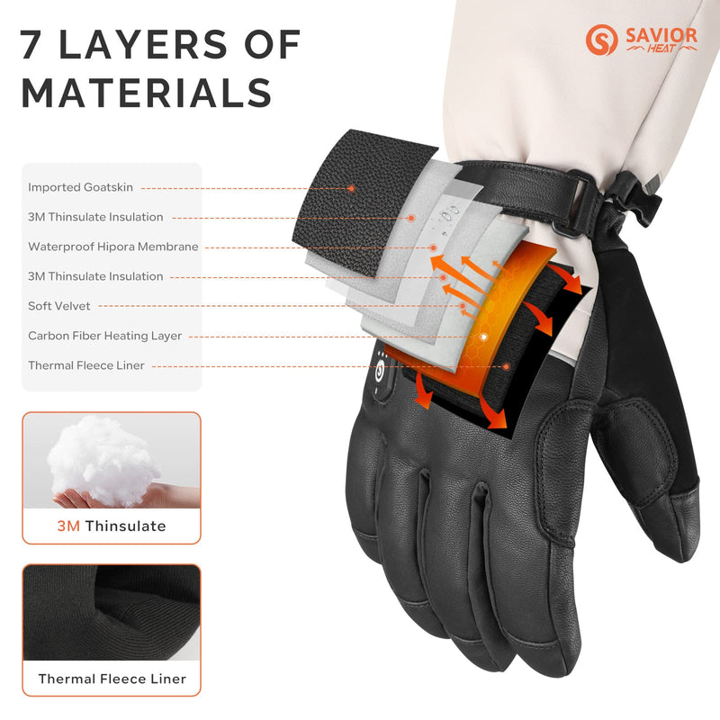 Laden Sie das Bild in Galerie -Viewer, Savior Heated Ski Gloves 2.0 – Bluetooth & Waterproof Goatskin