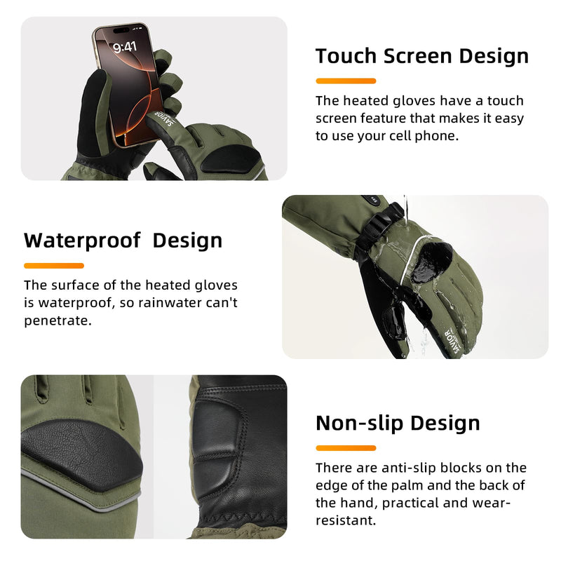 Laden Sie das Bild in Galerie -Viewer, Savior Upgraded Heated Gloves 2.0 with Waterproof Goat Leather and Quick Charge