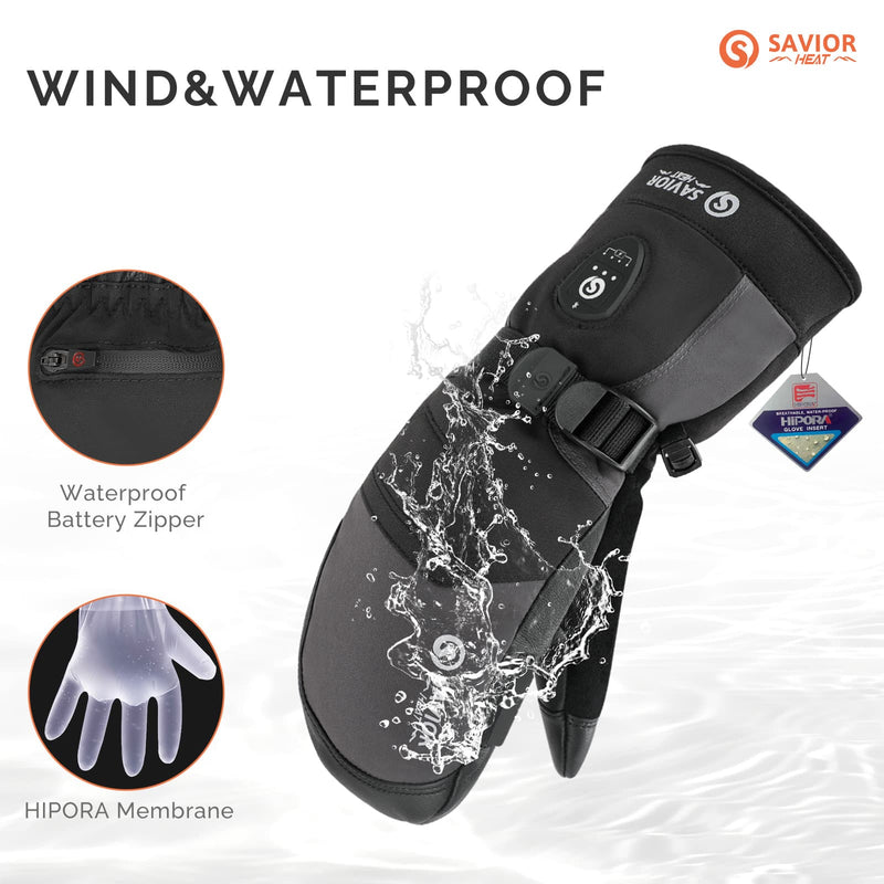 Laden Sie das Bild in Galerie -Viewer, Savior Heated Ski Mittens 2.0 Upgraded  Bluetooth Control Waterproof Goatskin Palm