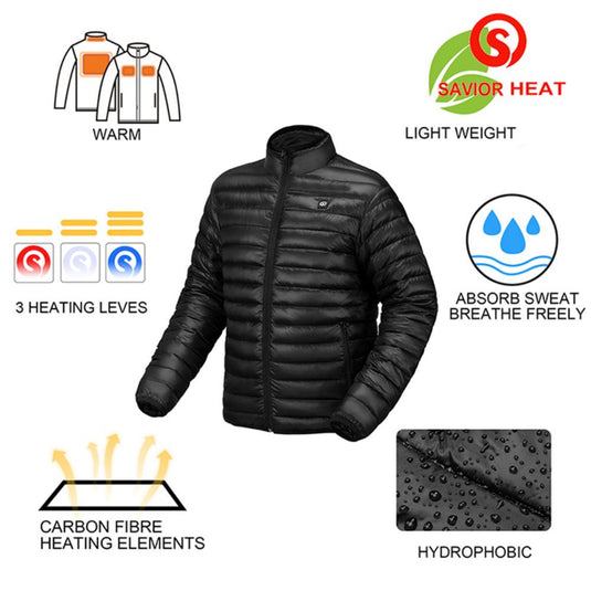 Savior Unisex Heated Down Jacket Lightweight Waterproof