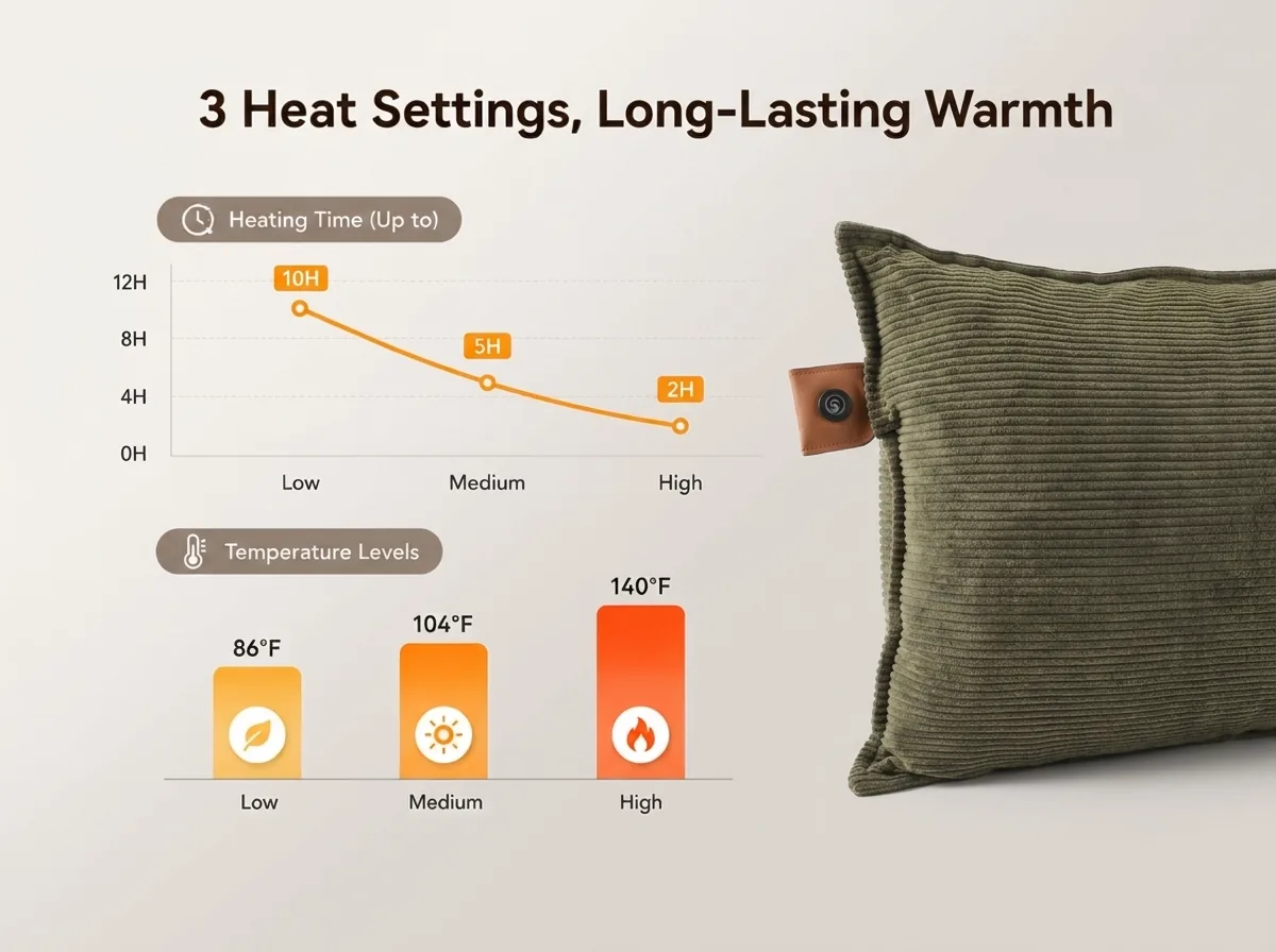 Savior Heat Multi-Use Heated Pillow with Soft Supportive Comfort product detail