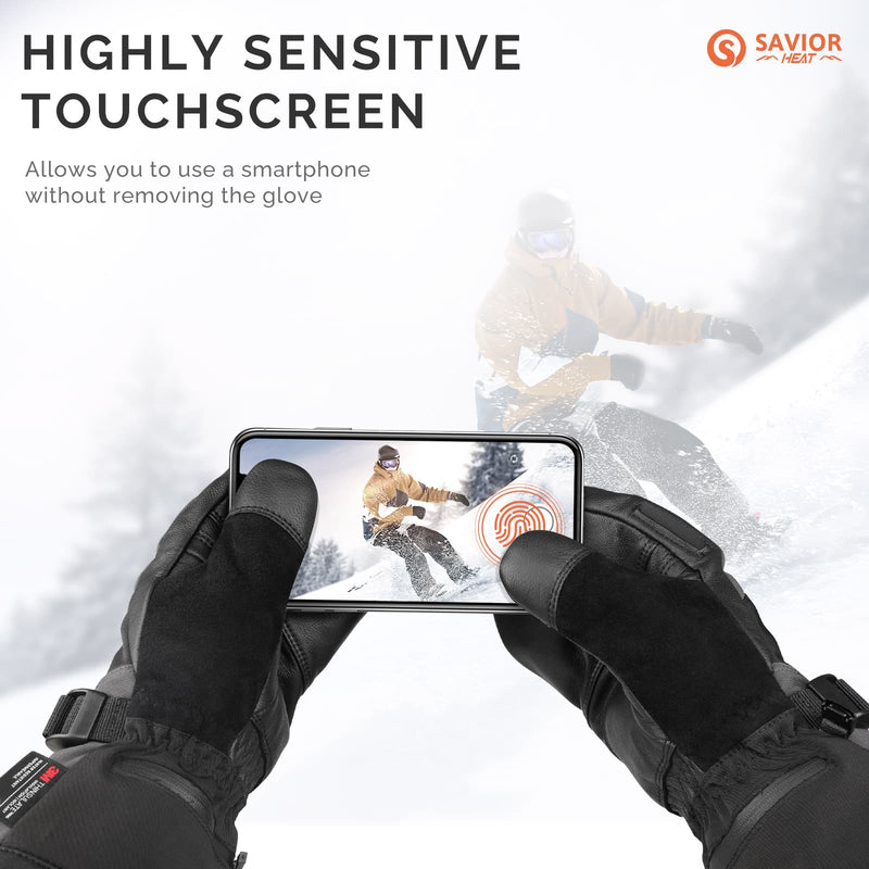 Laden Sie das Bild in Galerie -Viewer, Savior Heated Ski Mittens 2.0 Upgraded  Bluetooth Control Waterproof Goatskin Palm