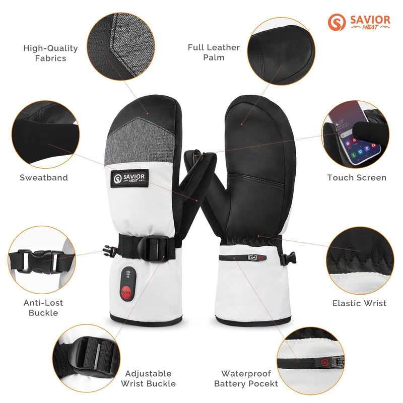 Load image into Gallery viewer, Savior Heated Ski Mittens 2.0 3000mAh Battery Fast Charging Waterproof Sheepskin Material