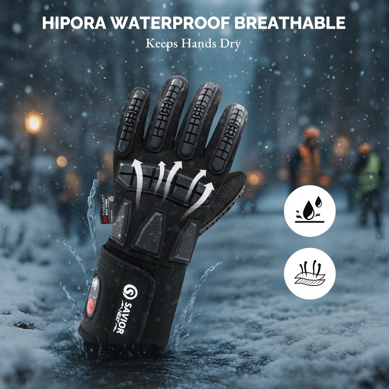 Chargez l'image dans la visionneuse de la galerie, Rugged Heated Work Gloves for Extreme Winter Jobs, Waterproof, Impact-Guarded