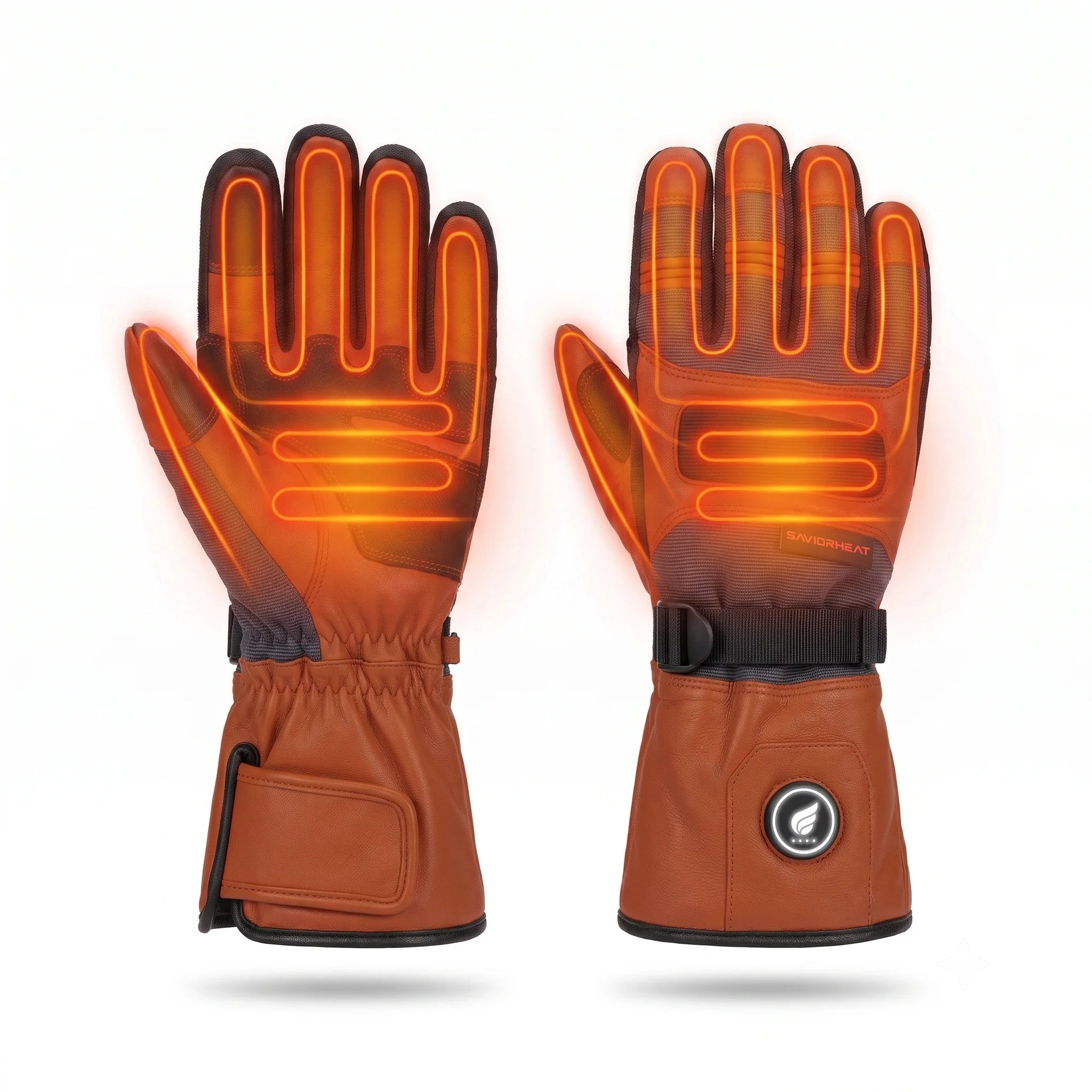 Goatskin Leather Heated Work Gloves – Classic Brown 02