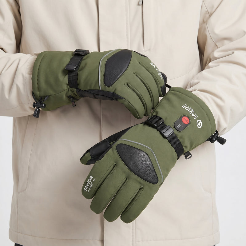Laden Sie das Bild in Galerie -Viewer, Savior Upgraded Heated Gloves 2.0 with Waterproof Goat Leather and Quick Charge