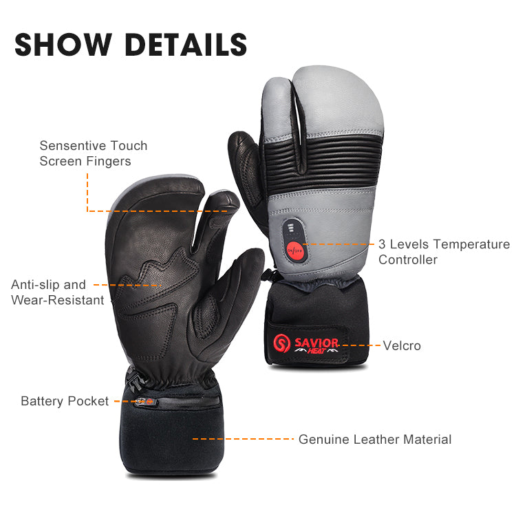 Load image into Gallery viewer, Savior Leather Heated Crabbed Finger Gloves
