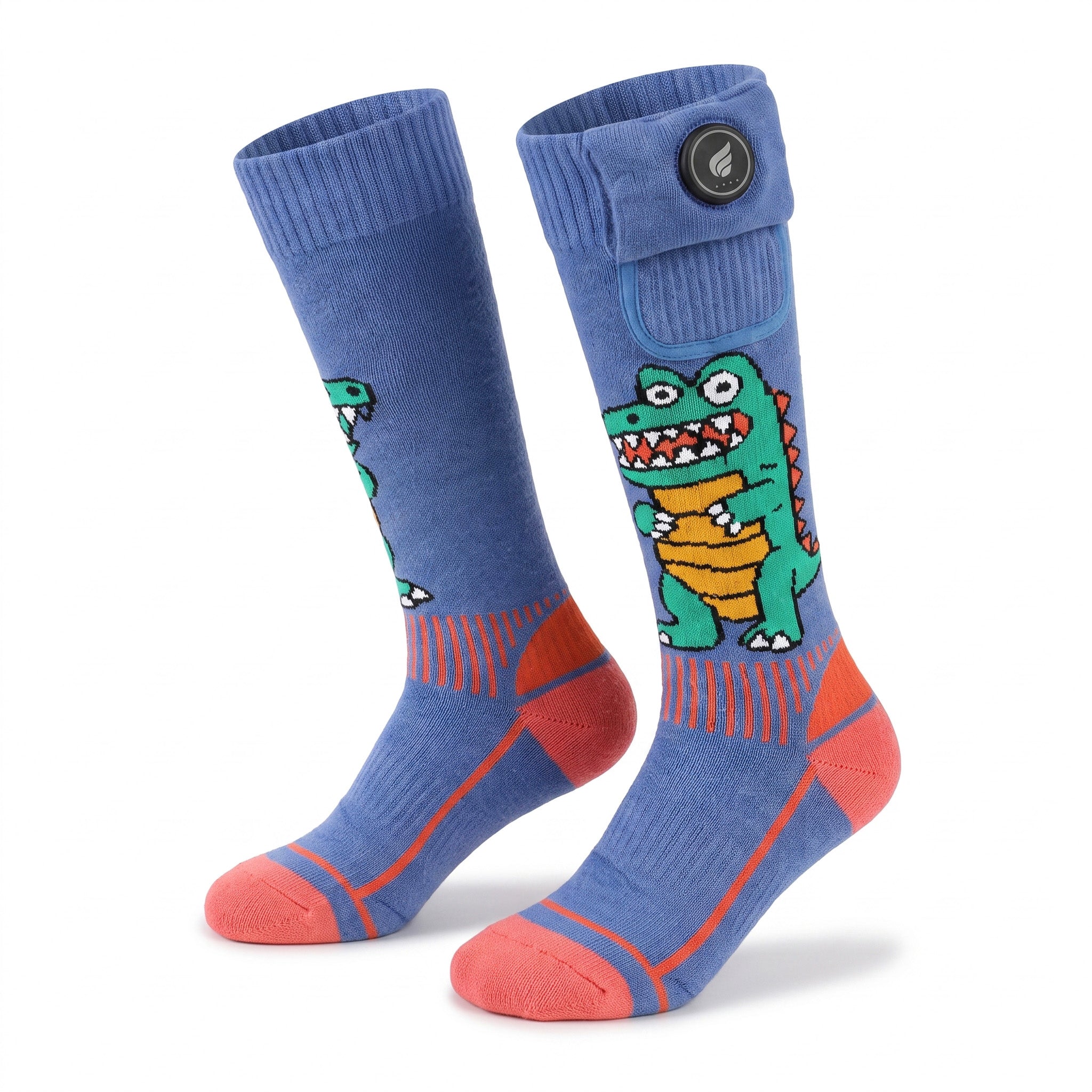 Crocodile-Print Kids Heated Ski Socks