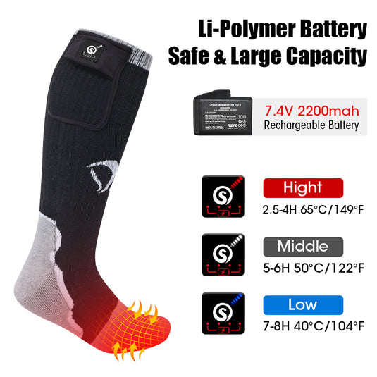 Savior Heat Socks with Rechargeable Battery Winter Outdoor Thermal Cotton Sock