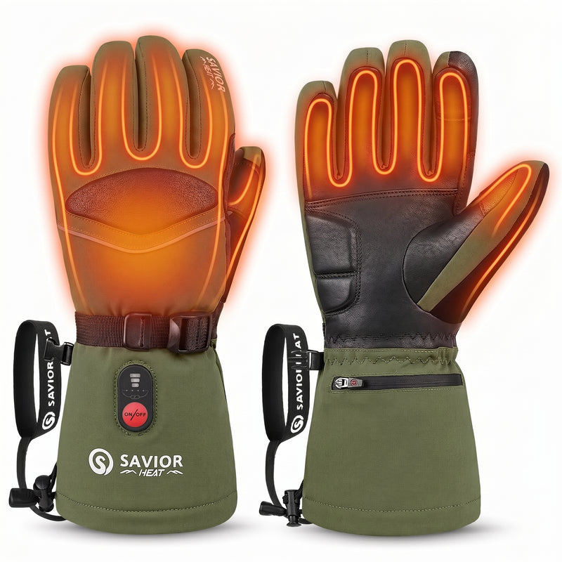 Laden Sie das Bild in Galerie -Viewer, Savior Upgraded Heated Gloves 2.0 with Waterproof Goat Leather and Quick Charge