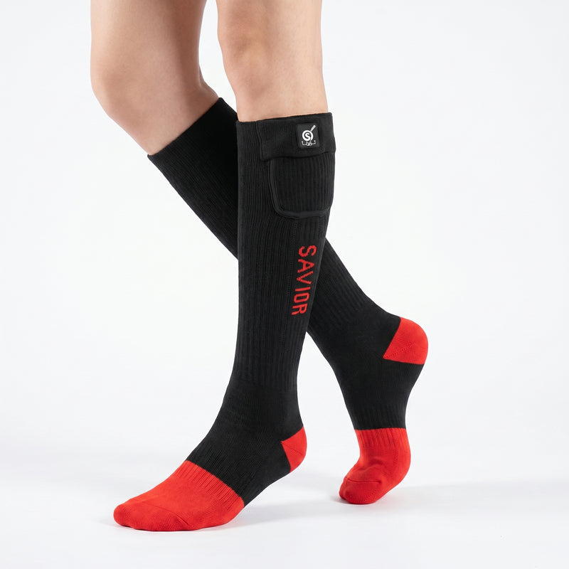 Chargez l'image dans la visionneuse de la galerie, Chaussettes chauffantes Savior HEAT pour hommes et femmes Chaussettes à batterie pour pieds froids Chaussettes électriques thermiques pour le camping Chauffe-pieds d'hiver