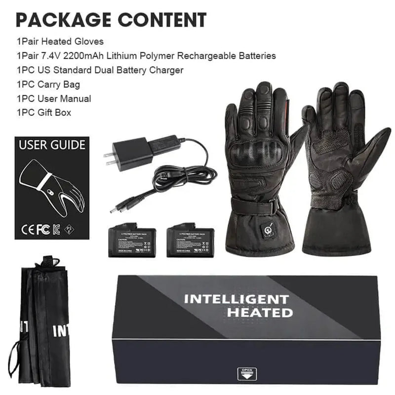 Load image into Gallery viewer, Heated Motorcycle Gloves package contents