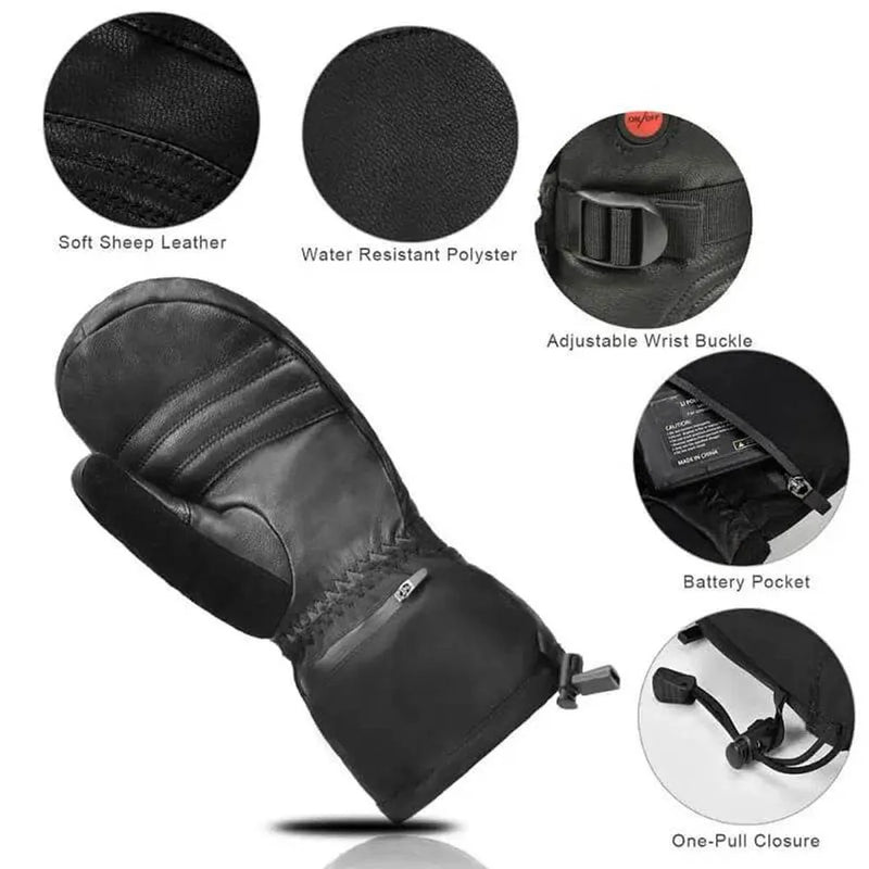 Load image into Gallery viewer, Full Leather Heated Mittens detail view