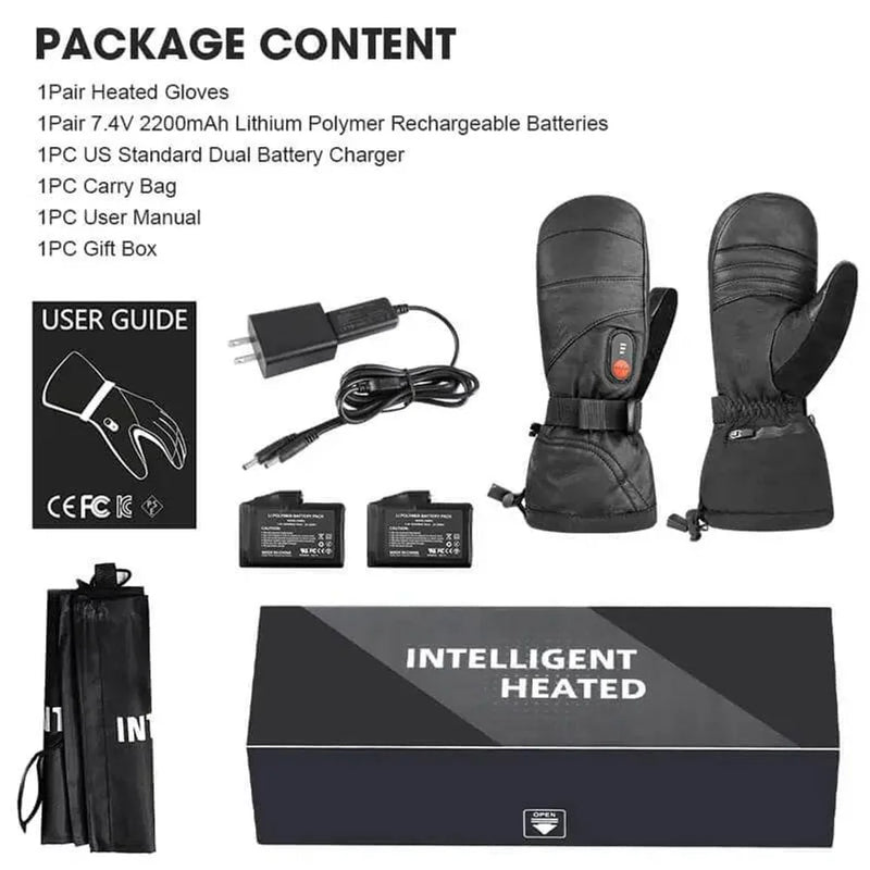 Load image into Gallery viewer, Full Leather Heated Mittens detail view