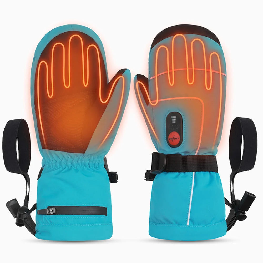 Heating zone coverage on Kids Heated Mittens Blue