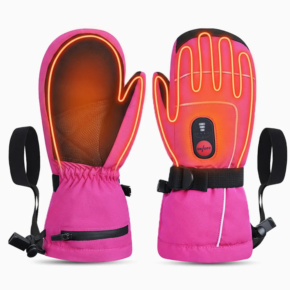 Heating zone coverage on Kids Heated Mittens Pink