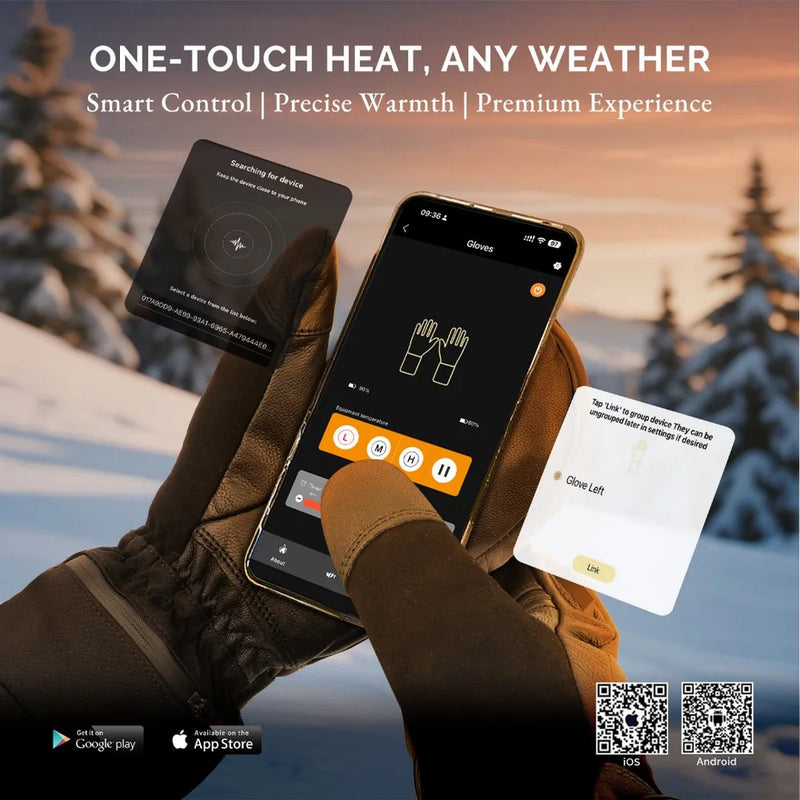 Load image into Gallery viewer, App Control Heated Ski Mittens detail view