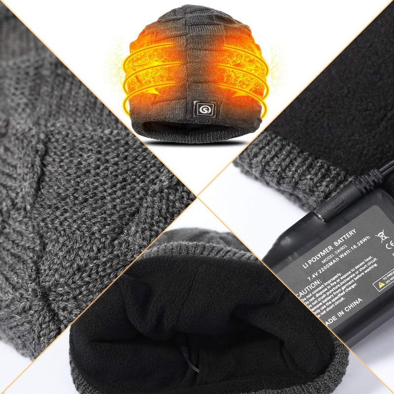 Load image into Gallery viewer, H08 Heated Hat Black/Grey
