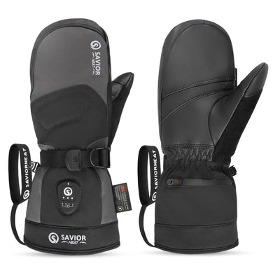 Savior Heated Ski Mittens 2.0 Upgraded  Bluetooth Control Waterproof Goatskin Palm