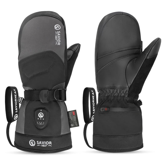 Savior Heated Ski Mittens 2.0 Upgraded  Bluetooth Control Waterproof Goatskin Palm