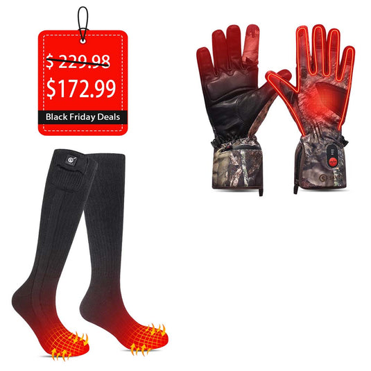 【HuntFlex Heat Duo】S32 Heated Camou Gloves & SS02B Heated Socks