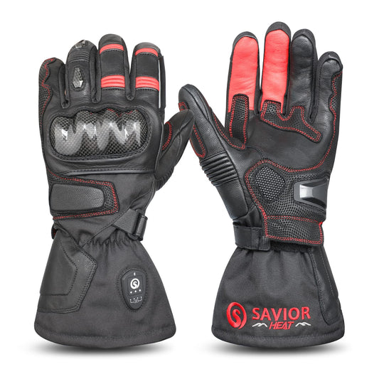 Savior Heated Motorcycle Gloves Full Finger Heating, Touchscreenand Reinforced Grip