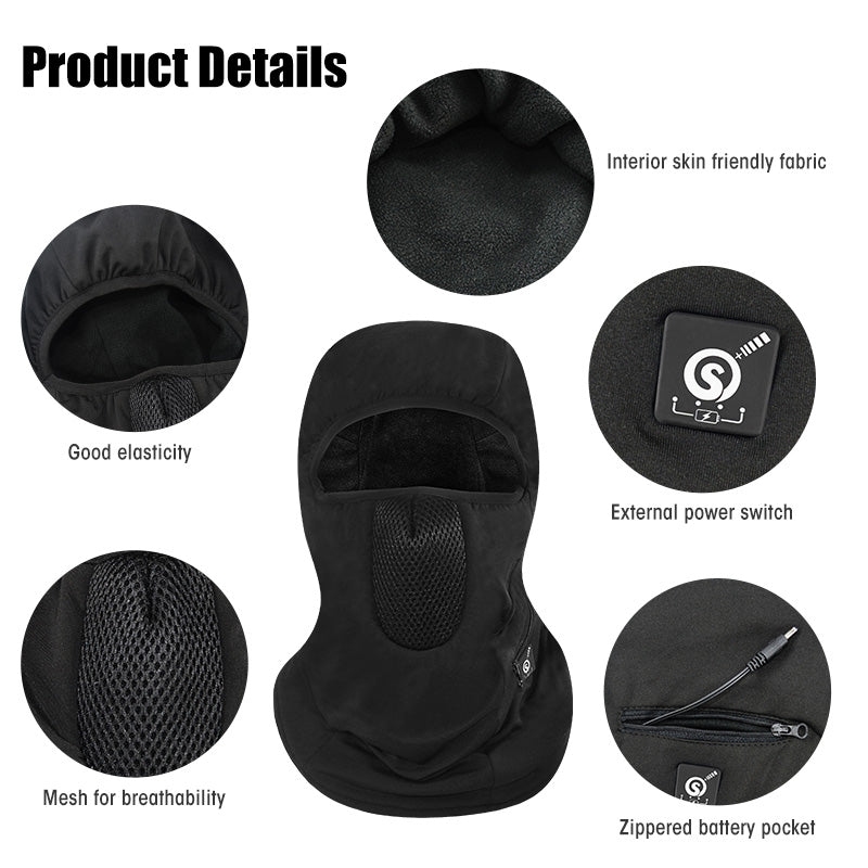 Laden Sie das Bild in Galerie -Viewer, Saviour Heat Heizung Skimaske mit Batterie elektrische warme Mützen für Outdoor-Sportarten Snowboard Balaclava Neck Warmer Thermal
