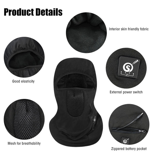 Savior Heated Ski Mask With Battery Electric Warm Hat Outdoor Sports Snowboard Neck Warm