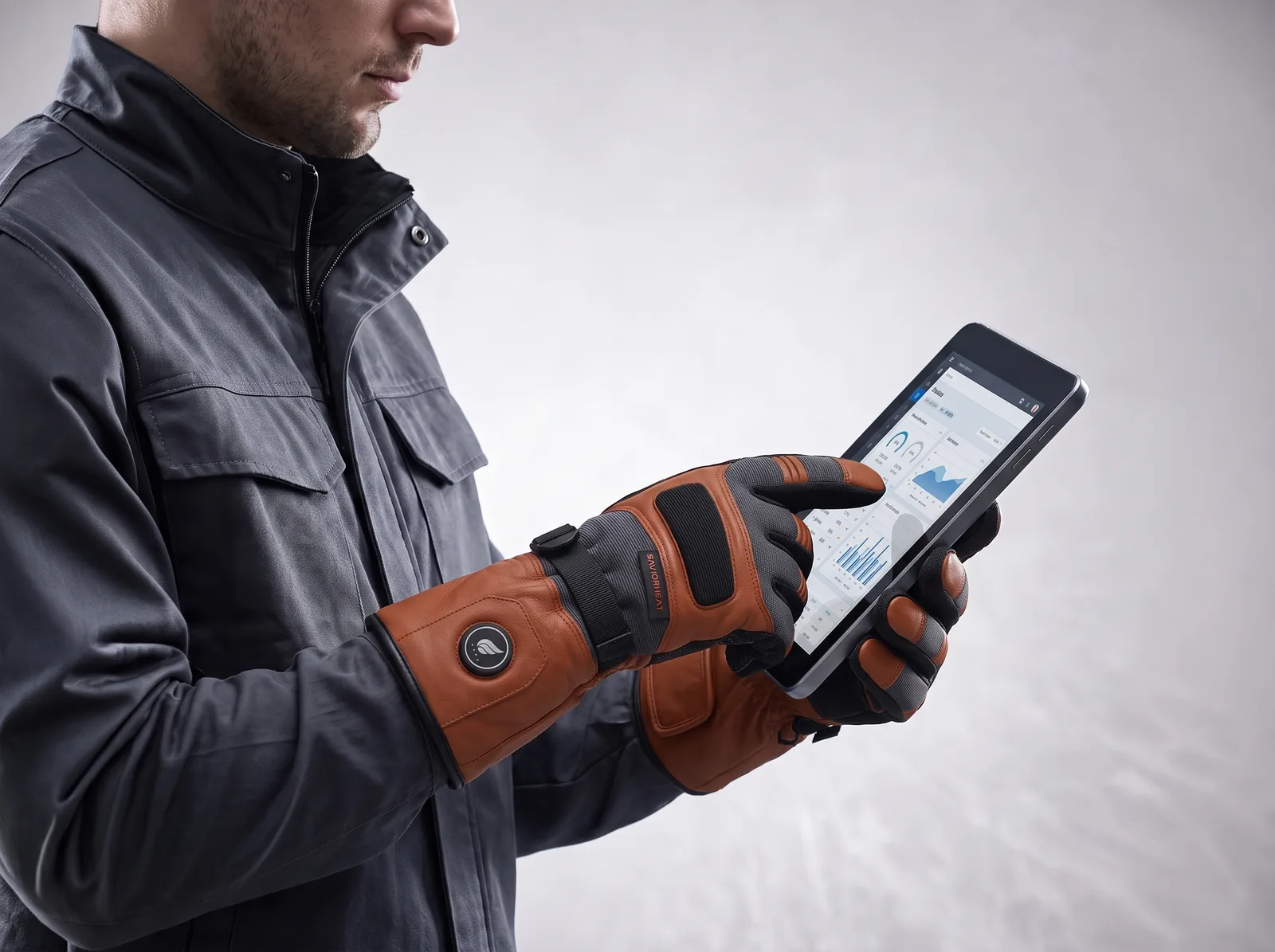 Touchscreen Friendly - Savior Heat Goatskin Leather Heated Work Gloves - Classic Brown