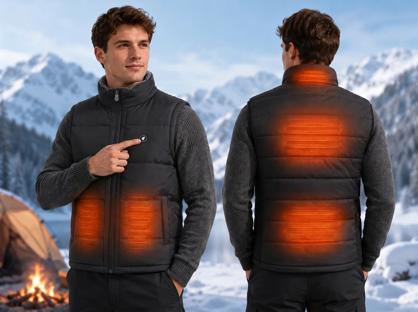 Rapid 5-Zone Heating - Savior Heat Men's Drawcord-Hem Heated Vest