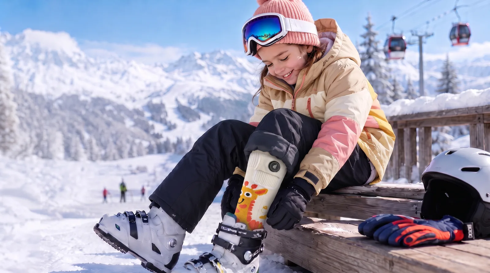 Savior Heat Giraffe-Print kids Heated Ski Socks product detail