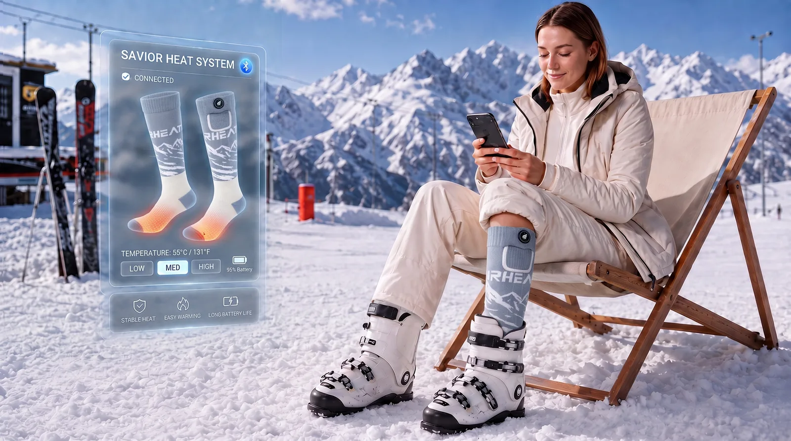 Savior Heat Heat-Transfer Arch Support Heated ski Socks product detail
