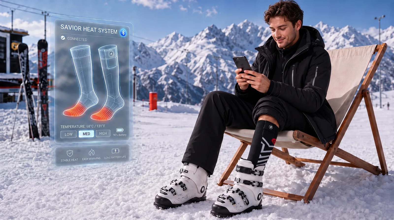 Savior Heat Silverline All-Around Comfort Heated Ski Socks product detail