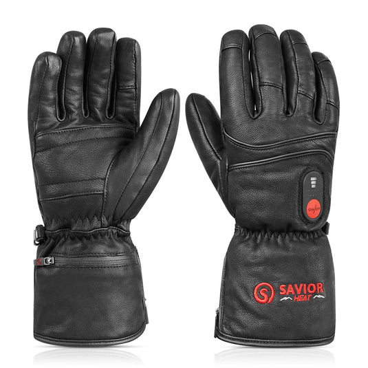 【PinnacleWarm Leather Set】S06 Heated Leather Gloves & UV Protection Ski Goggles