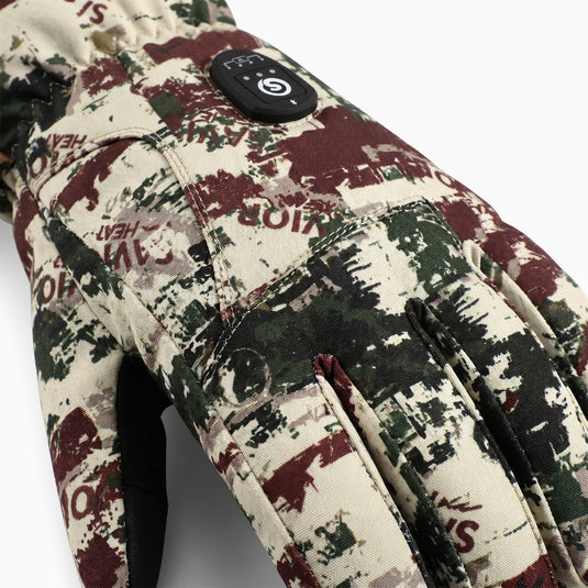 Built with durable polyester and a TPU shell, these camo heated gloves effectively resist wind, rain, and snow.