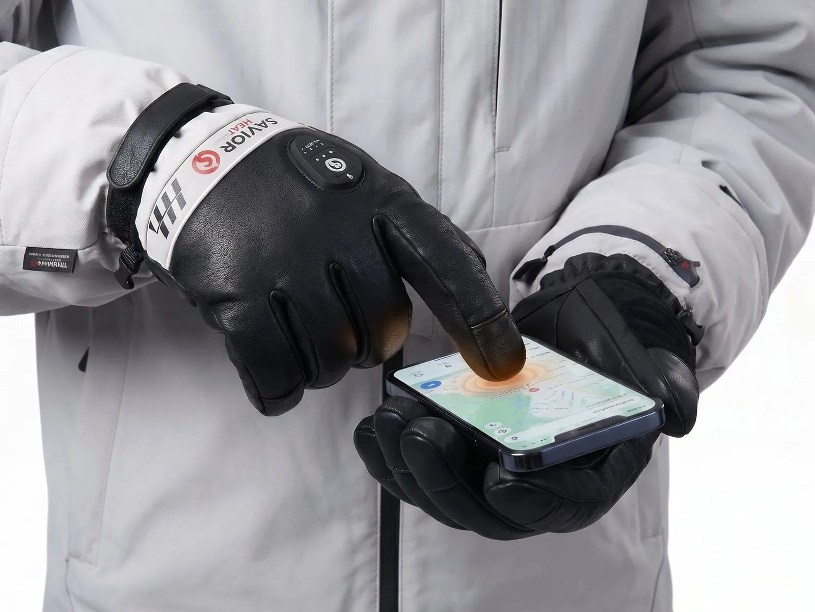 Touchscreen Friendly - Savior Heat SKGP03FW Goatskin Heated Ski Gloves 2.0