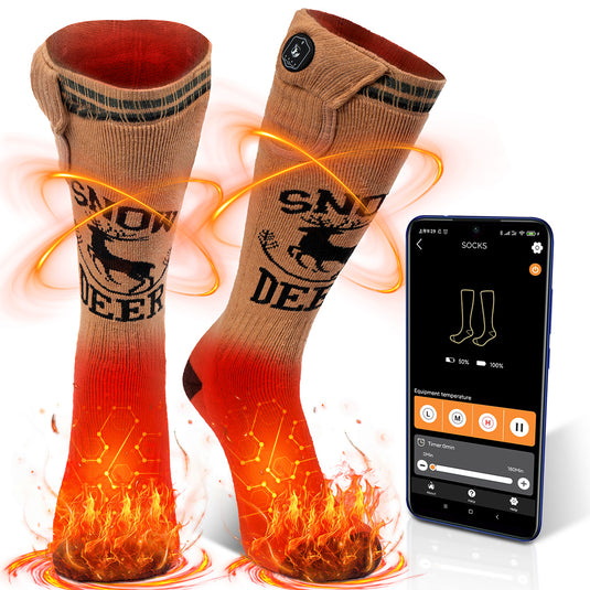 SNOW DEER App-Controlled Heated Hunting Socks, 3 Heat Levels, 10s Fast Heating