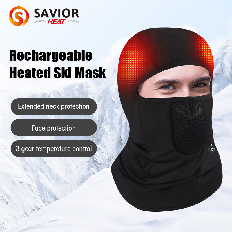 Chargez l&#39;image dans la visionneuse de la galerie, Sauveur chaleur chauffage Ski masque avec batterie électrique chaud chapeaux pour sports de plein air Snowboard cagoule cou plus chaud thermique
