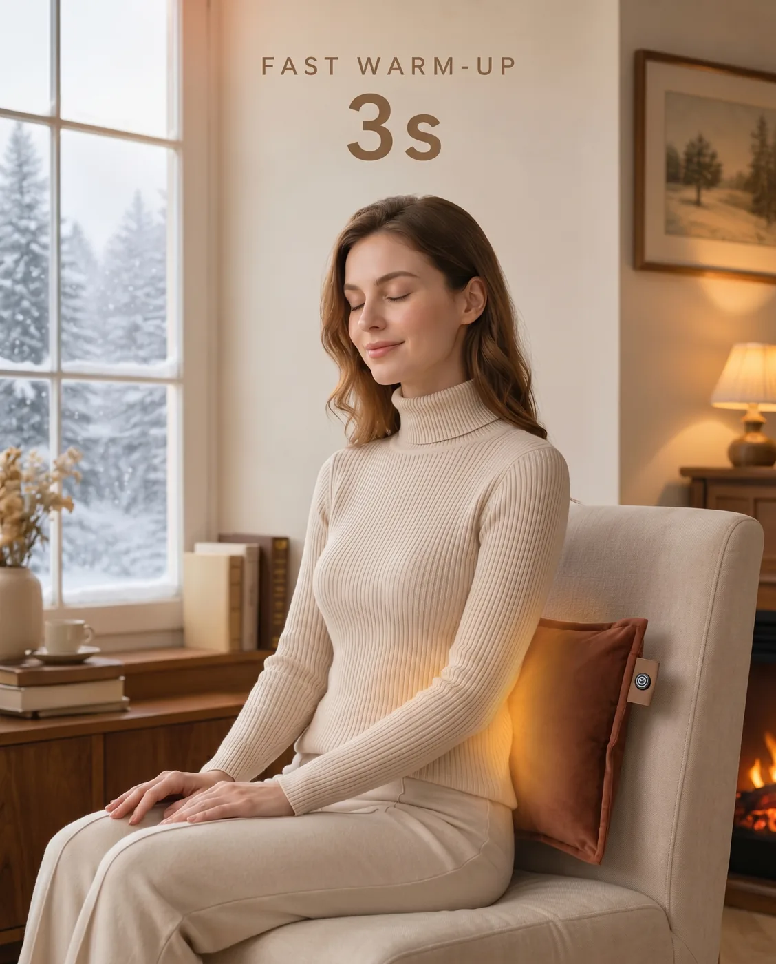 Fast Wide Warmth - Savior Heat Portable Heated Lumbar Pillow with Comfortable Back Support