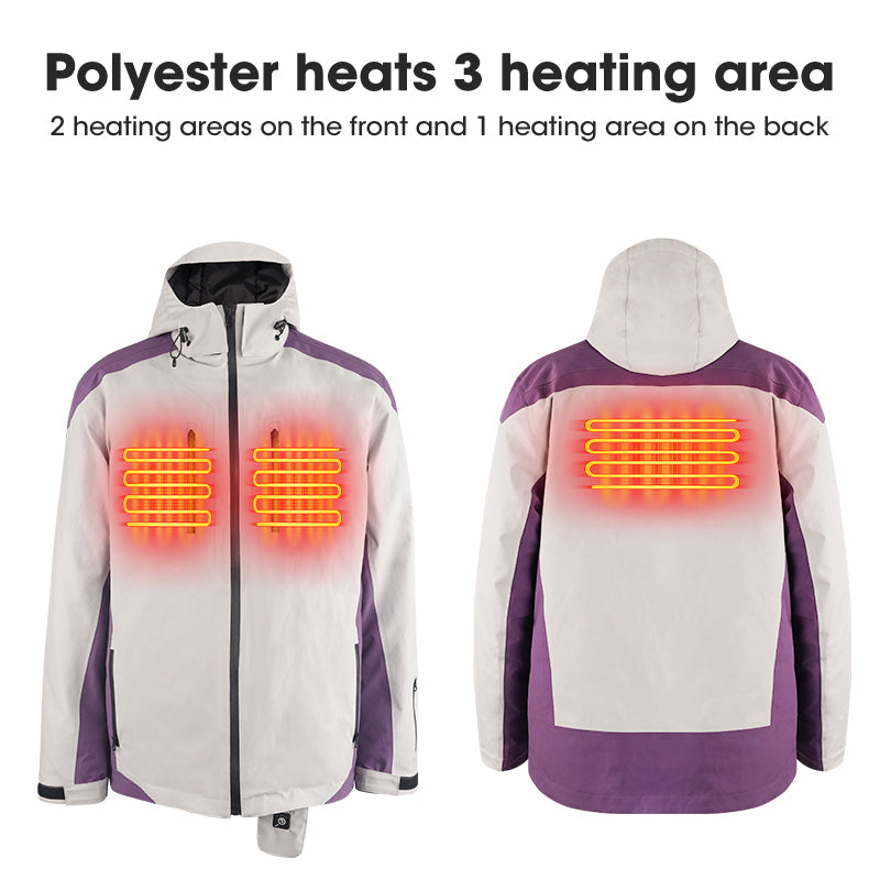Men’s Heated Ski Jacket – Lightweight, Slim Fit, 3 Heating Zones, Fast Warm-Up, 7.4V 5200mAh Battery