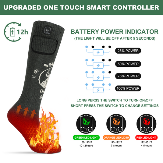 SNOW DEER Heated Socks with 3000mAh Long Endurance Batteries