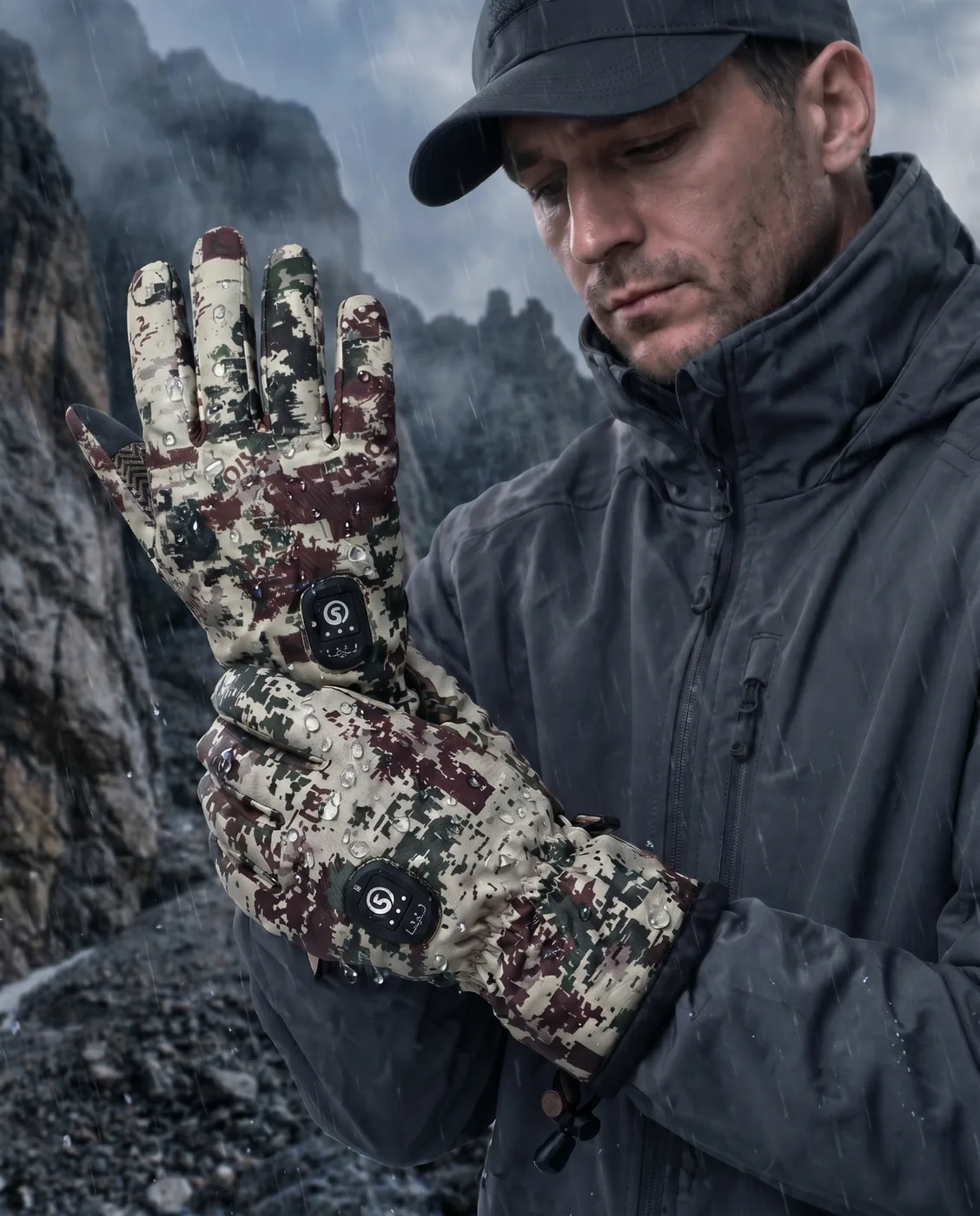 Silicone-Grip Microfiber - Savior Heat HUGP02FC Rock Camo Hunting Gloves 2.0
