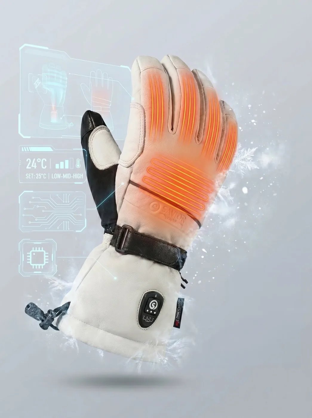 360° Full-Hand Heat - EH8 Pro Extreme Cold Heated Ski Gloves