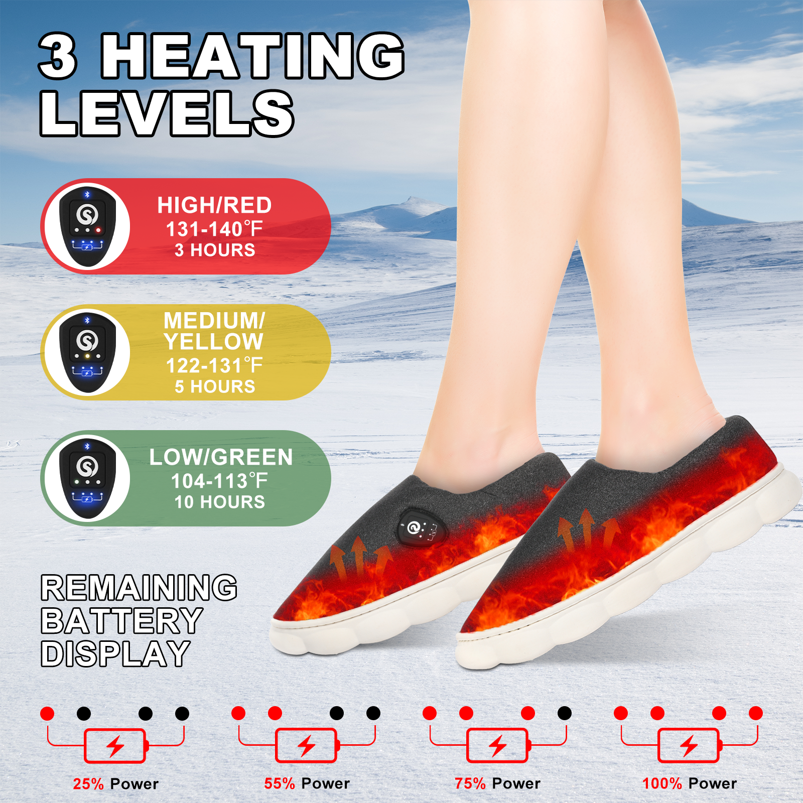 Unisex Rechargeable High-Cut Heated Slippers – APP & Button Control