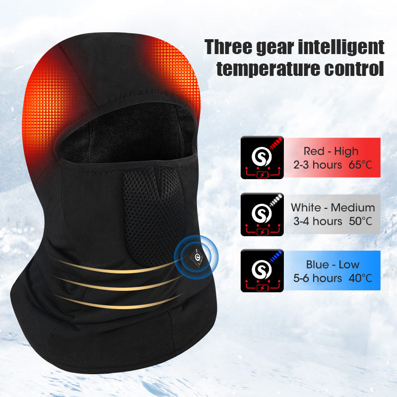 Laden Sie das Bild in Galerie -Viewer, Saviour Heat Heizung Skimaske mit Batterie elektrische warme Mützen für Outdoor-Sportarten Snowboard Balaclava Neck Warmer Thermal
