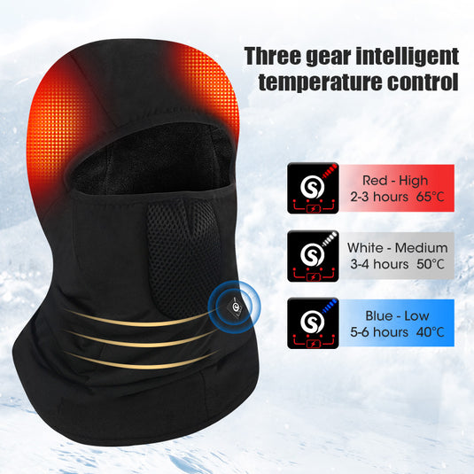 Saviour Heat Heizung Skimaske mit Batterie elektrische warme Mützen für Outdoor-Sportarten Snowboard Balaclava Neck Warmer Thermal