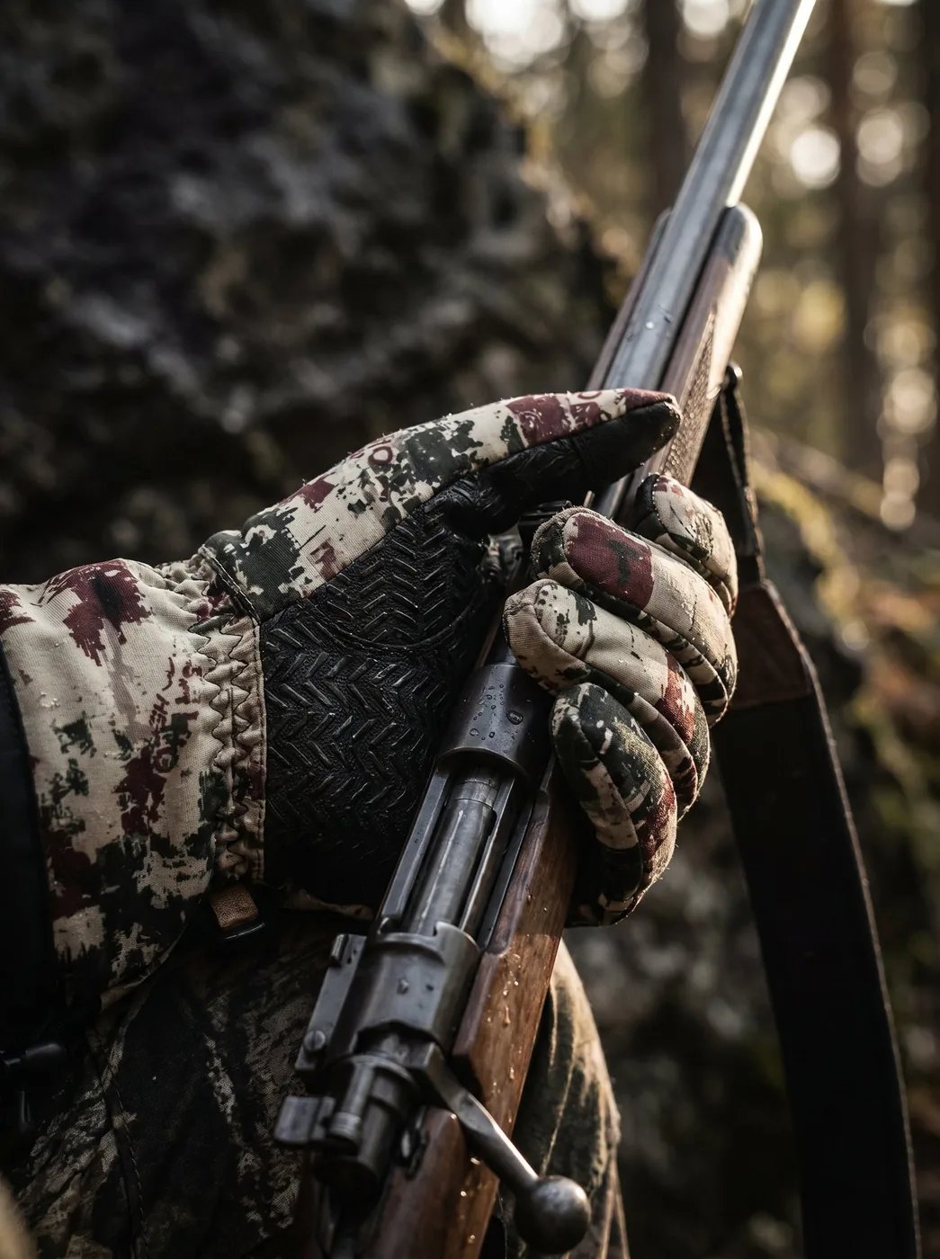 Waterproof & Windproof - Savior Heat HUGP02FC Rock Camo Hunting Gloves 2.0